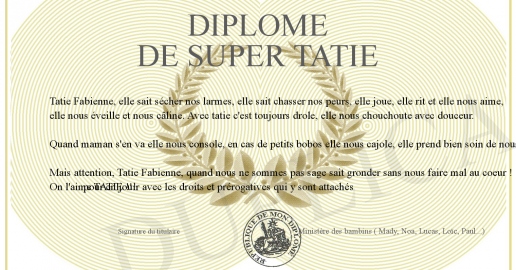 Diplome de super tatie