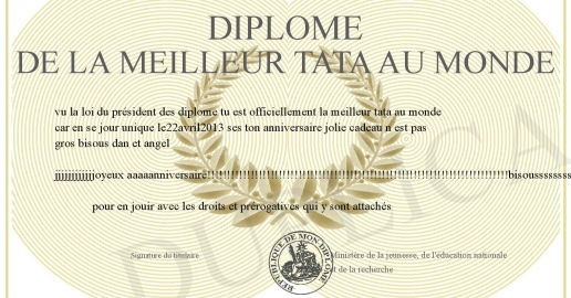 diplome de la meilleur tata au monde