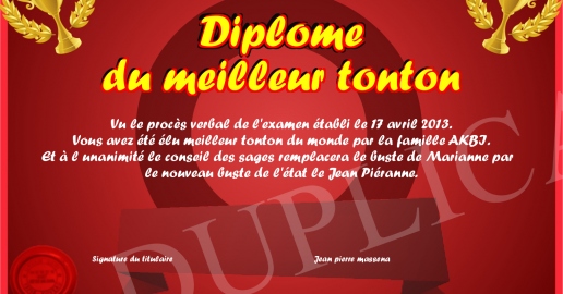 Diplome du meilleur tonton