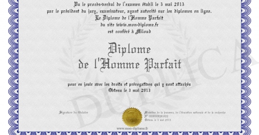 Diplome de l Homme Parfait