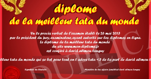 diplome de la meilleur tata du monde