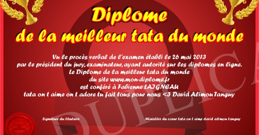 Diplome de la meilleur tata du monde