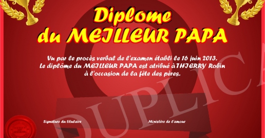 Diplôme du meilleur papa personnalisé prénom - Idée cadeau papa