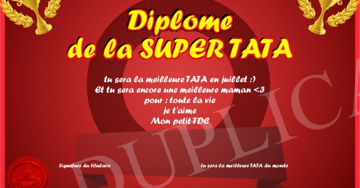 Diplome de la SUPER TATA
