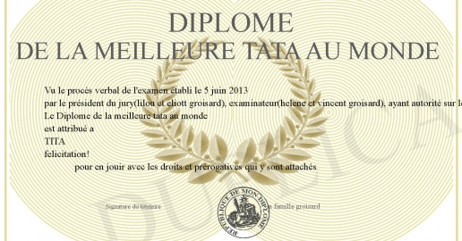 Diplome de la meilleure tata au monde