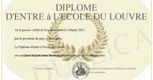 Diplome d entre a l ecole du Louvre