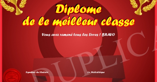 Diplome de le meilleur classe