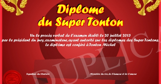 Diplome du Super Tonton