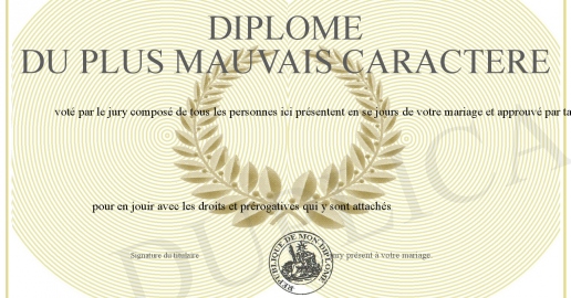 Diplome du plus mauvais caractere