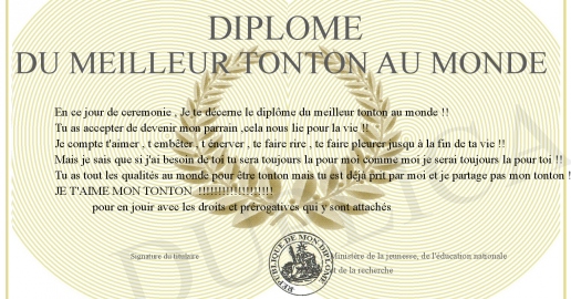 Diplome du meilleur tonton au monde