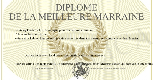 Diplome de la meilleure marraine