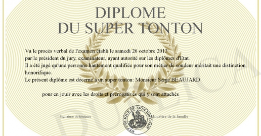 Diplome du super tonton
