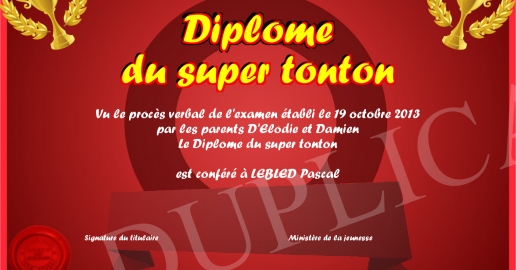 Diplome du super tonton