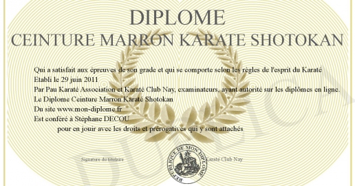 Diplome Ceinture Marron Karate Shotokan diplome-ceinture-marron-karate-shotokan