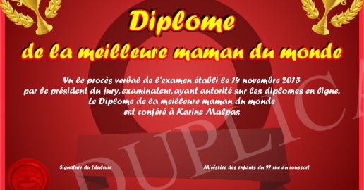 Diplome de la meilleure maman du monde