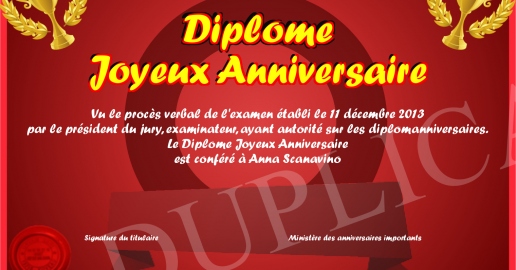 Diplome Joyeux Anniversaire