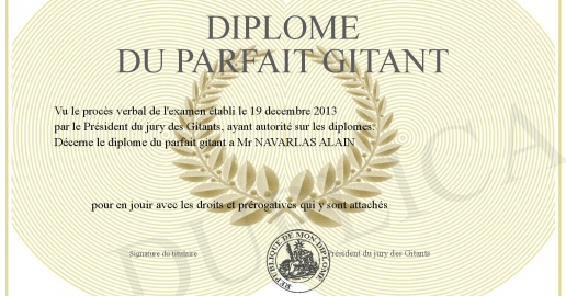Gitant Roumain DIPLOME DU PARFAIT GITANT