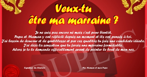 Veux-tu etre ma marraine