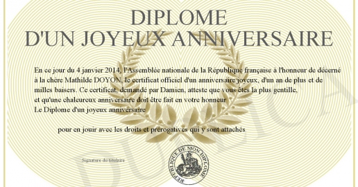 Diplome d un joyeux anniversaire