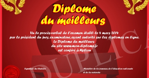 Diplome du meilleurs