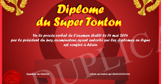 Diplome du Super Tonton