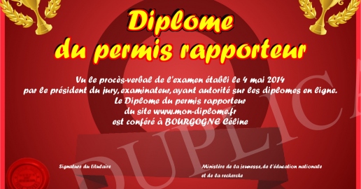 Permis Rapporteur Diplome du permis rapporteur