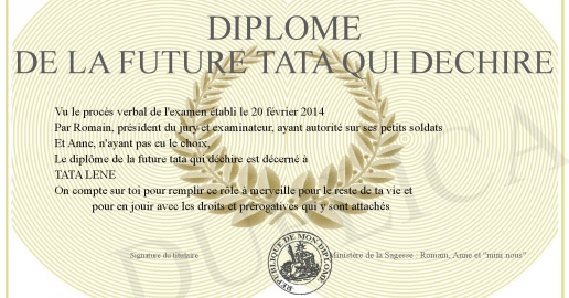 Diplome de la future tata qui dechire
