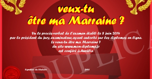 veux-tu etre ma Marraine
