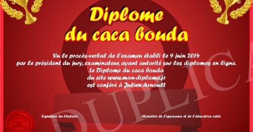 Diplome du caca bouda