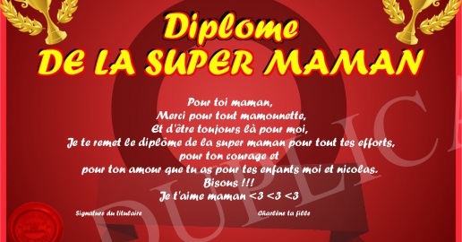 Diplome DE LA SUPER MAMAN