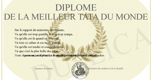 Diplome de la meilleur Tata du Monde