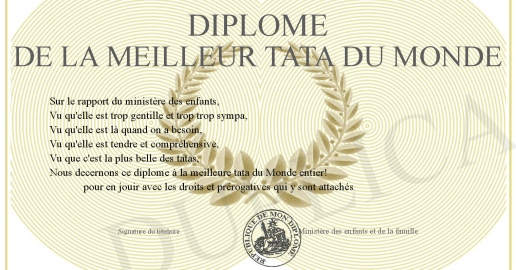 Diplome de la meilleur Tata du Monde