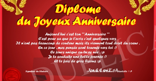 Diplome du Joyeux Anniversaire