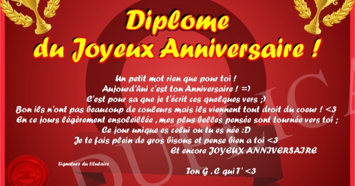 Diplome du Joyeux Anniversaire
