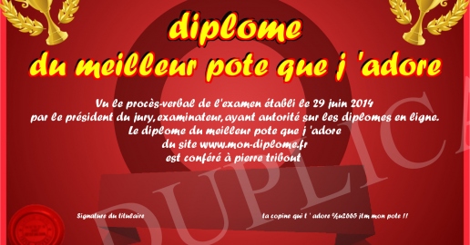 diplome du meilleur pote que j adore
