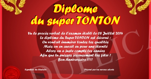 Diplome du super TONTON