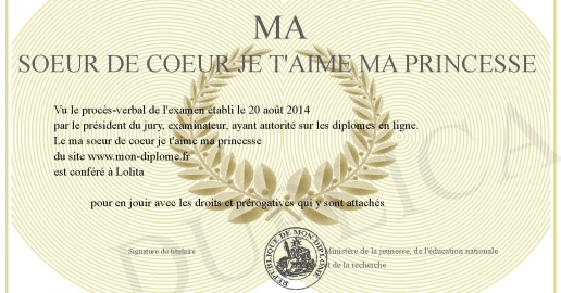 ma soeur de coeur je t aime ma princesse