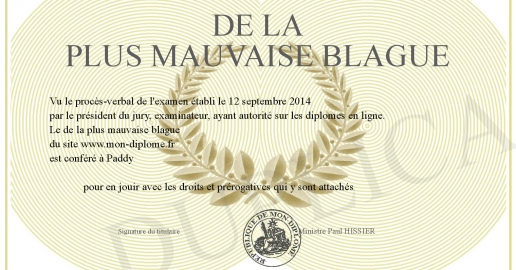de la plus mauvaise blague