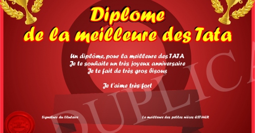 Diplome de la meilleure des Tata