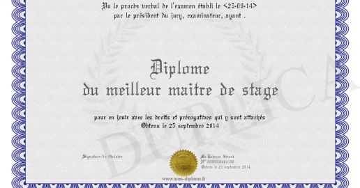 Diplome du meilleur maitre de stage