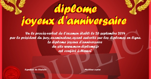 diplome joyeux d anniversaire