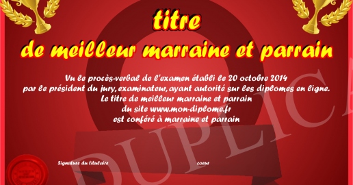 titre de meilleur marraine et parrain