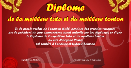 Diplome de la meilleur tata et du meilleur tonton