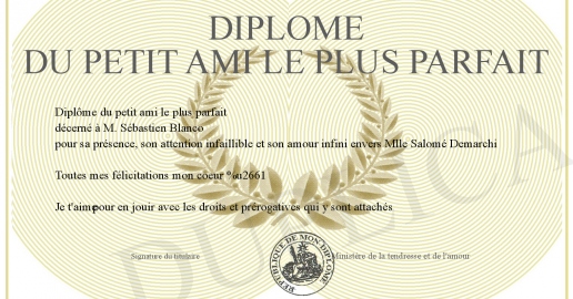 Diplome du petit ami le plus parfait