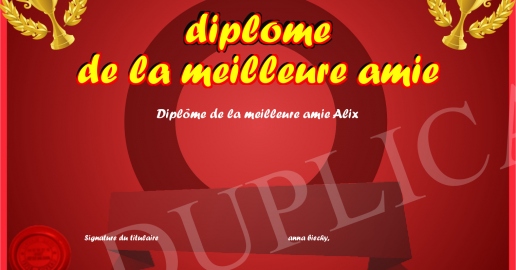 diplome de la meilleure amie