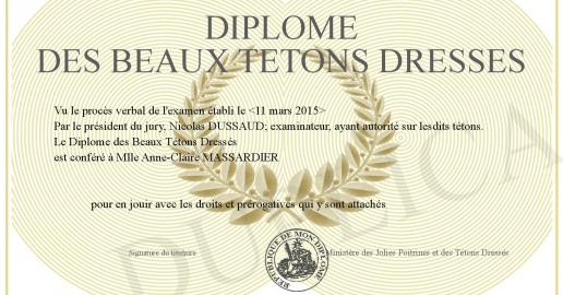 Diplome des Beaux Tetons Dresses