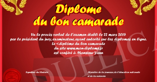 Diplome du bon camarade
