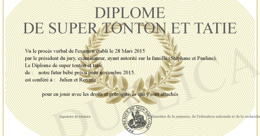 Diplome de super tonton et tatie