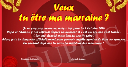 Veux tu etre ma marraine