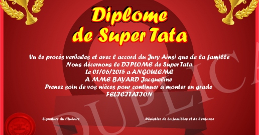 Diplome de Super Tata